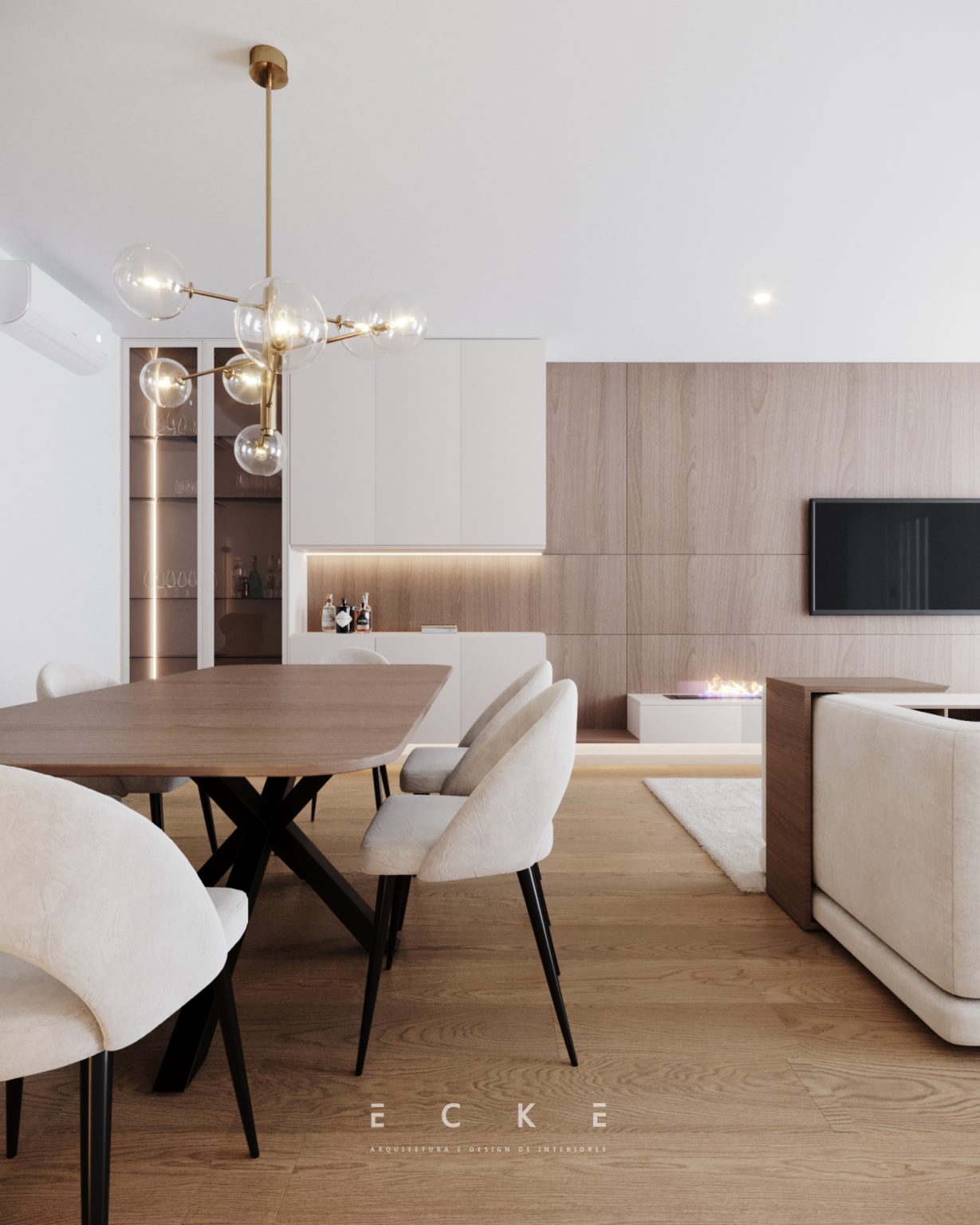 Sala de estar e jantar arquitetura e design de interiores projetos ecke