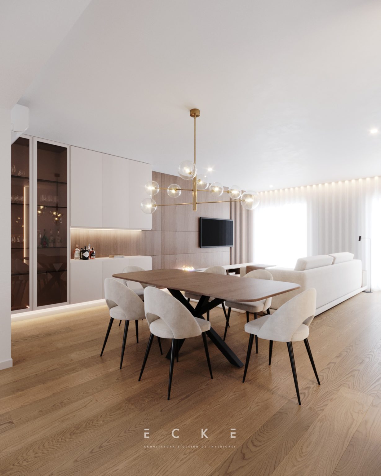 Sala de estar e jantar arquitetura e design de interiores projetos ecke