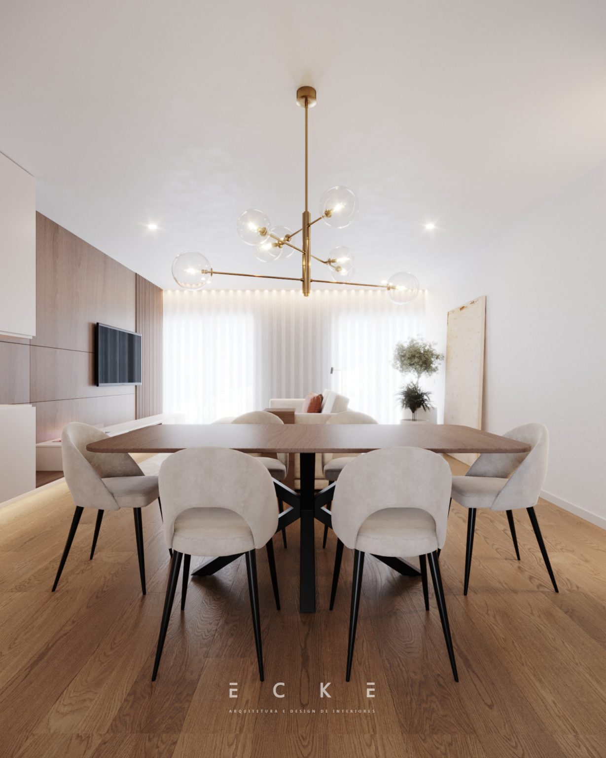 Sala de estar e jantar arquitetura e design de interiores projetos ecke